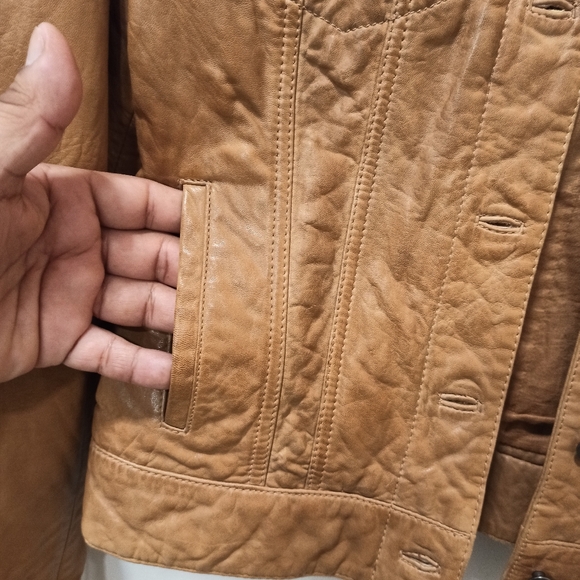 LUCKY BRAND women's Leather Trucker Jacket. SZ XS - Picture 8 of 16